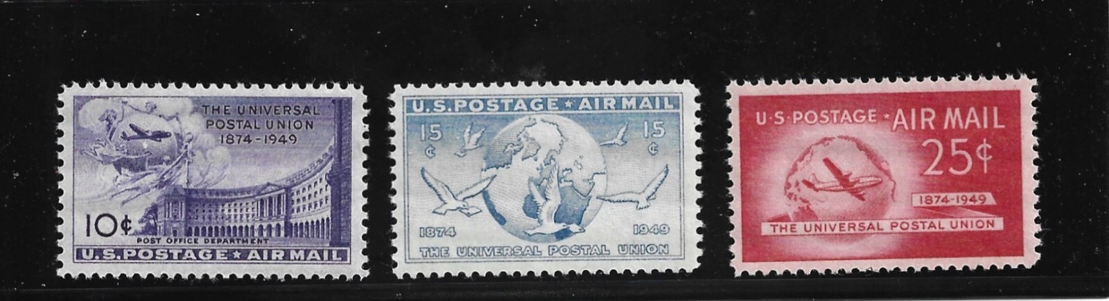 US Stamps- Scott # C42-C44-Set- Mint/NH-OG-1949-US Postal Union