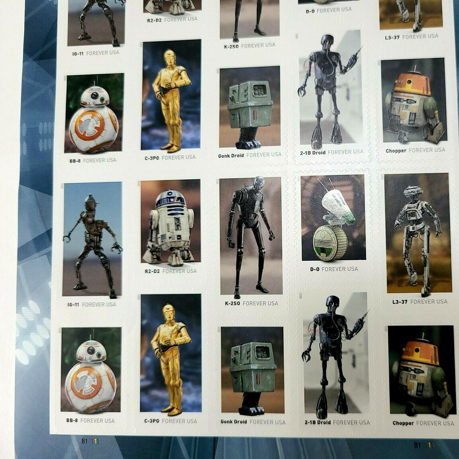 New USPS Star Wars Droids One Complete Sheet of 20 Forever Stamps