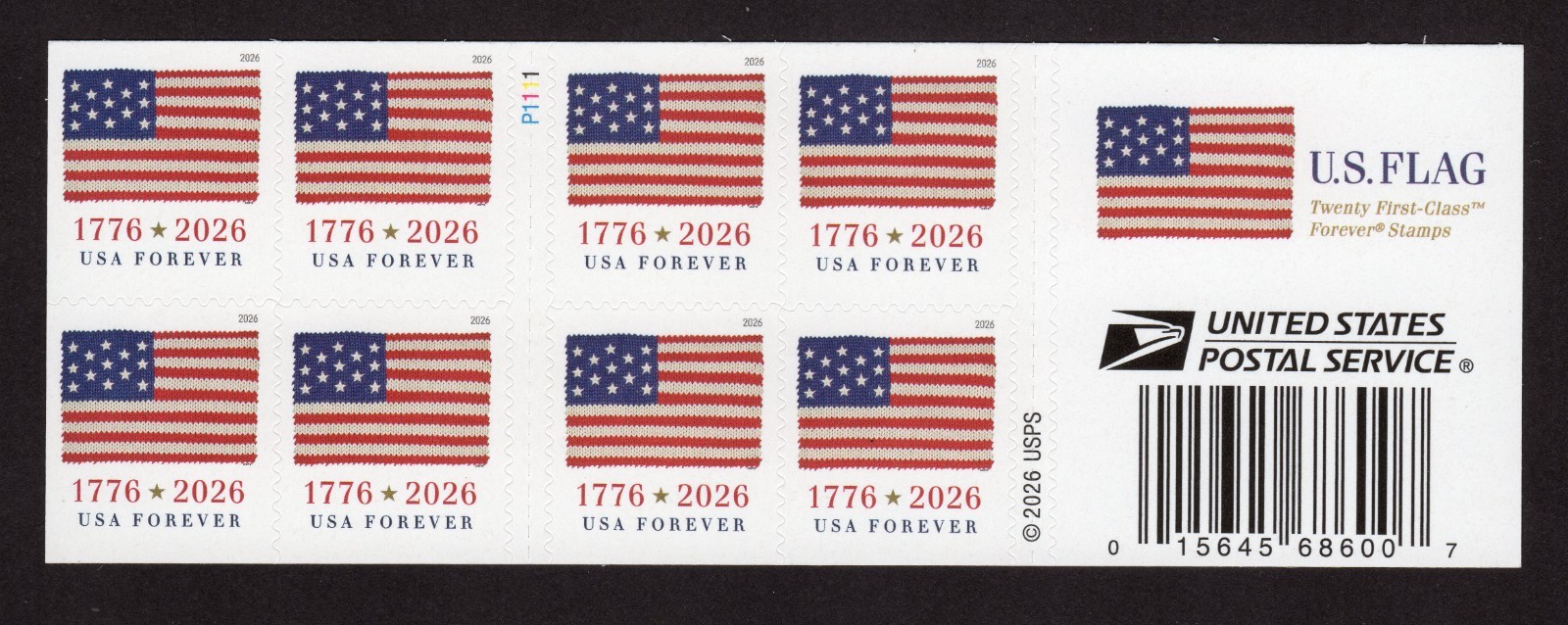1776 USPS Flag Booklet (APU) of 20 Forever Stamps – MNH (6111 – 2026)