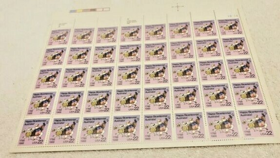 40 UNUSED US POSTAGE STAMPS AUSTRALIA BICENTENNIAL 22 CENTS