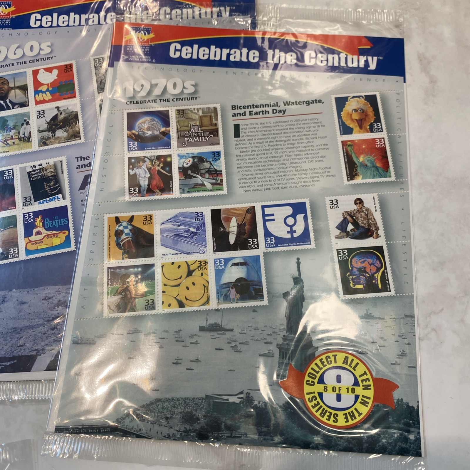 NEW CELEBRATE THE CENTURY 1900-1990. Complete 10 Sheet Set US Stamps USA GC2