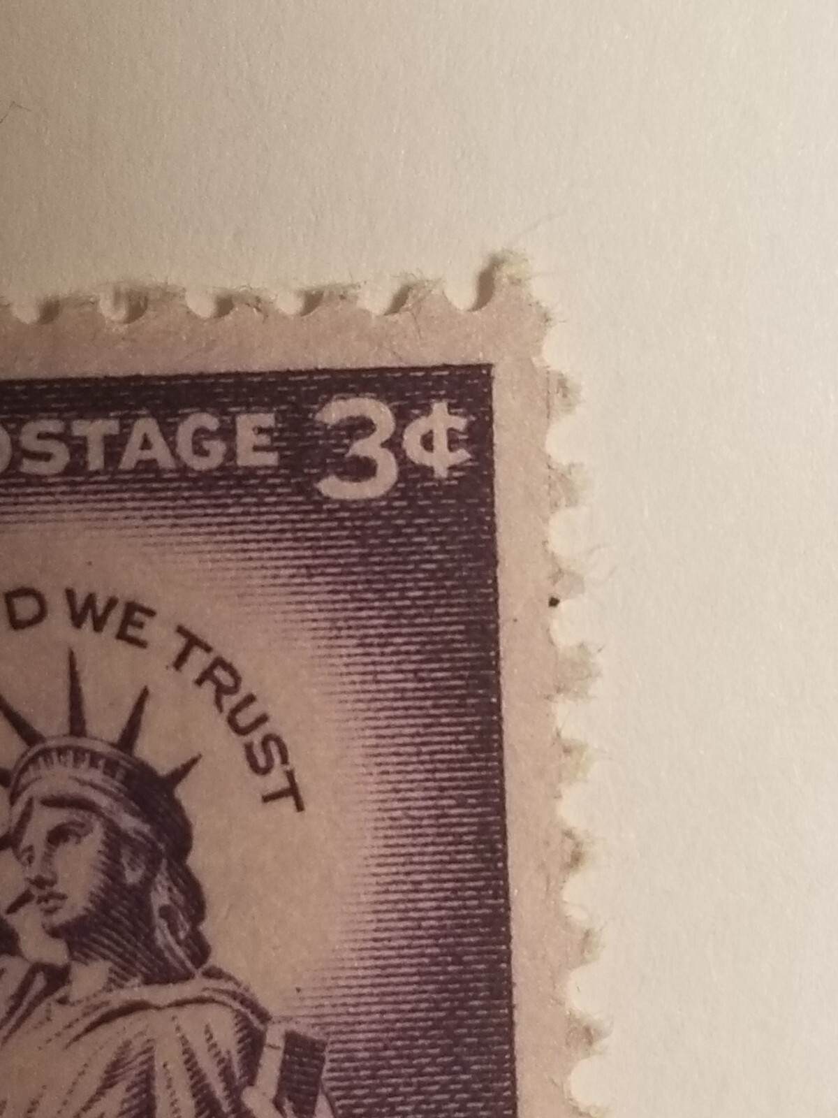 3 Cent Liberty Purple Violet Lady Statue of Liberty Stamp unused mint