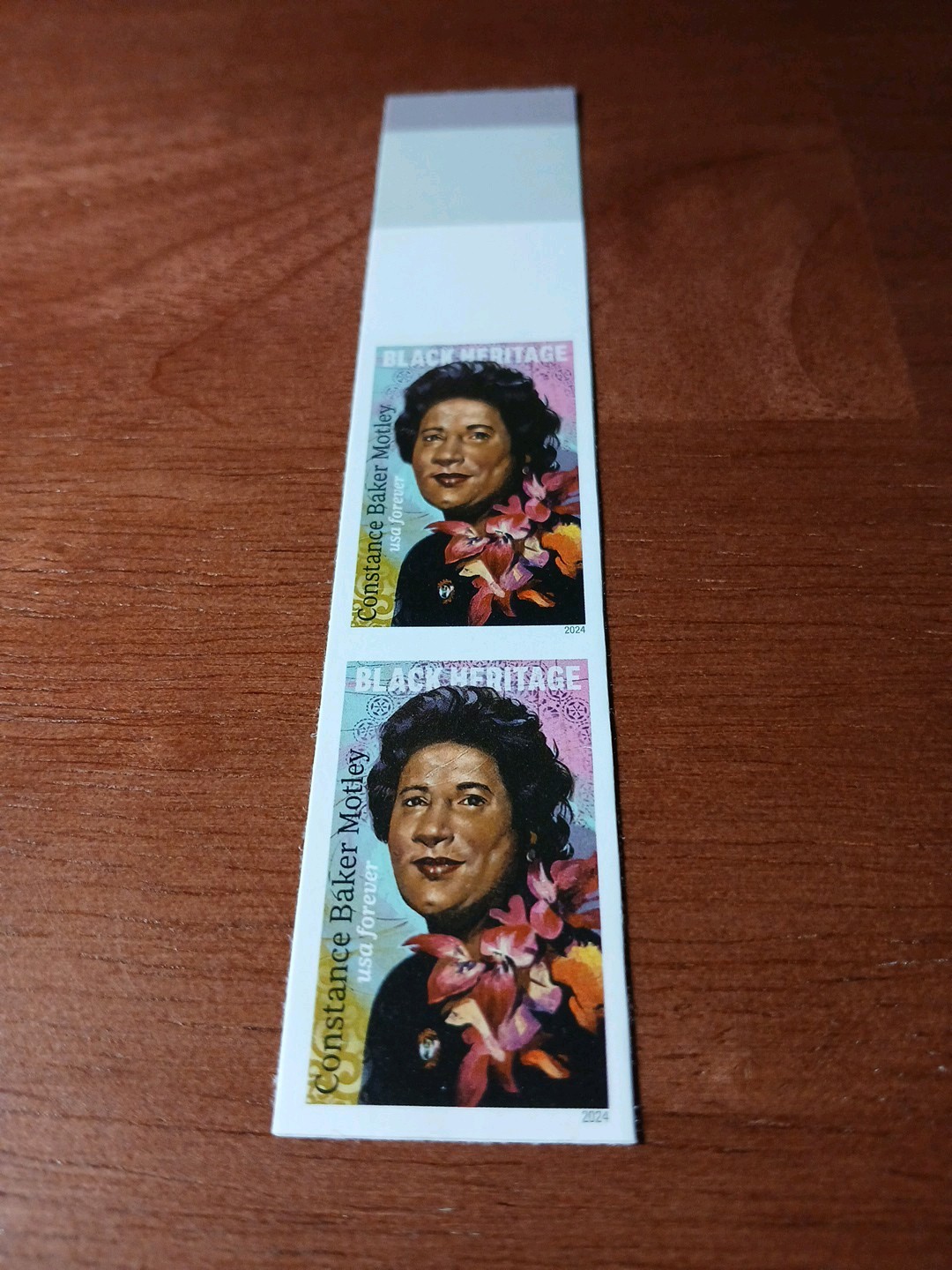 USA 2024 Sc #5830a 4ever CONSTANCE BAKER MOTLEY Imperf/NDC Vertical pair Mint