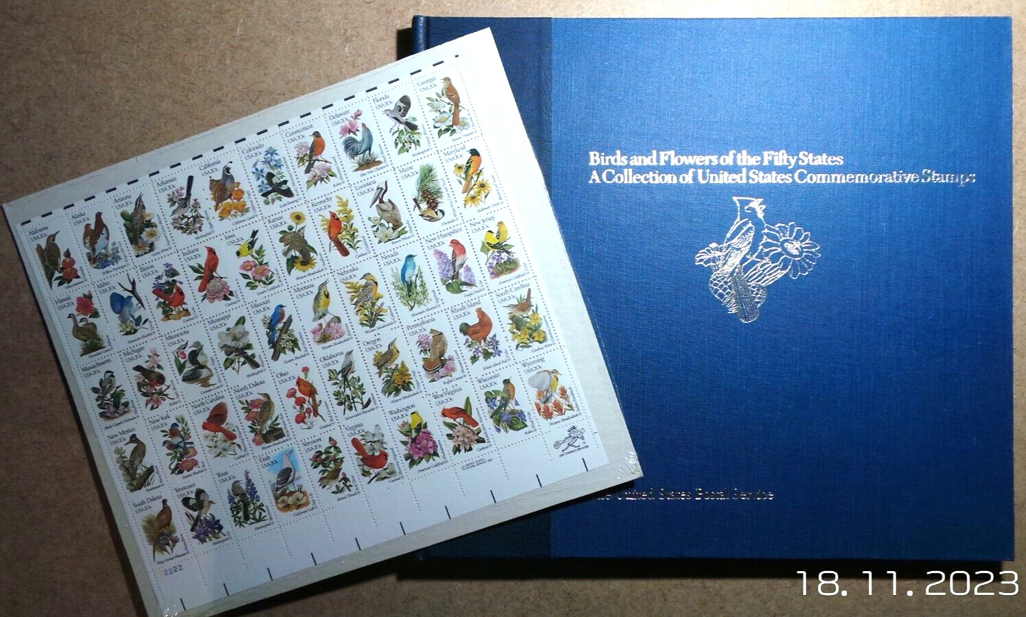 Postage Stamps Set of 50 x 20c Birds of 50 USA States + Beautiful Hard Back Book