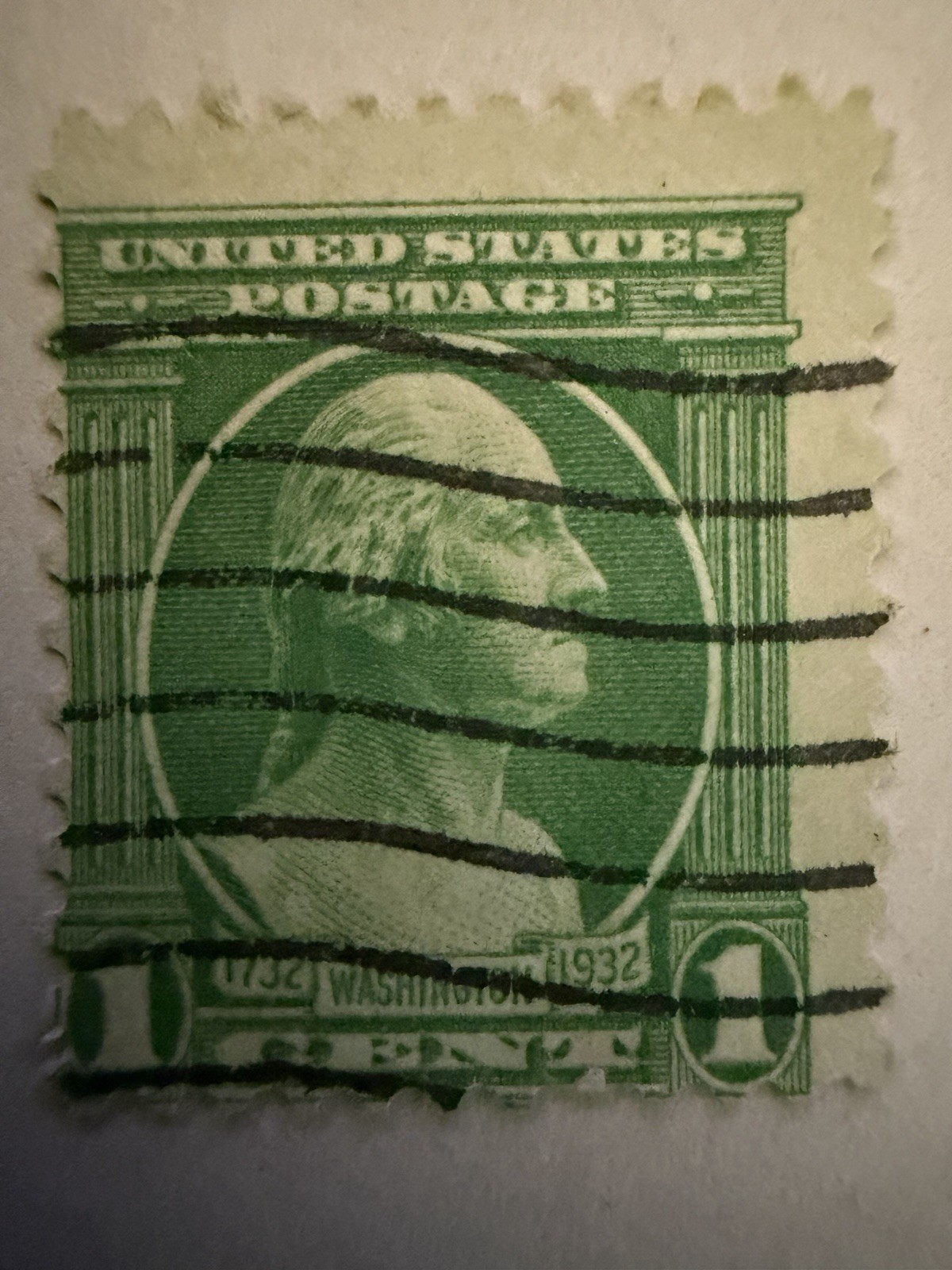 1932 USA Postage Washington 1 Cent Stamp – Off Center Print. Collectible Rare