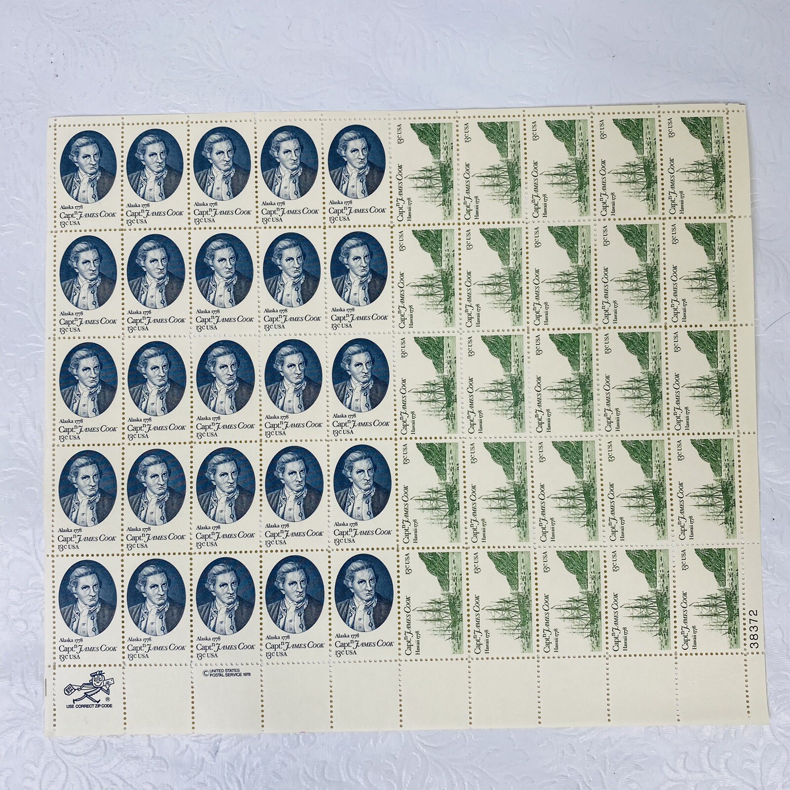 Capt. James Cook 13 Cents 1978 USPS Postage Stamps 1 Full Sheet Plus More Unused