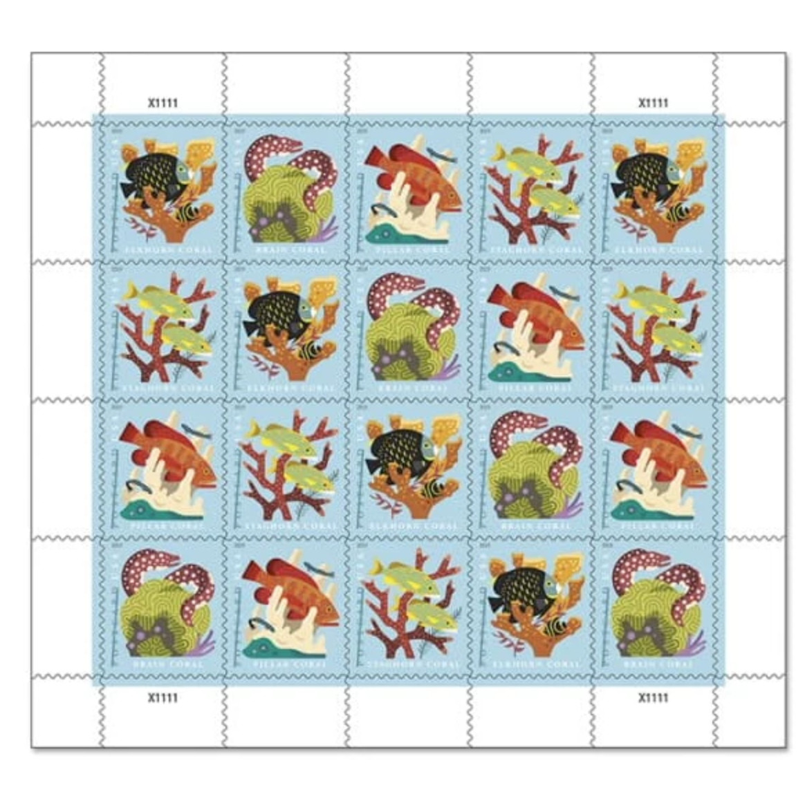 USPS Coral Reefs &Fish Postcard 2019 Forever Postage Stamps -Sheet of 100 Postag