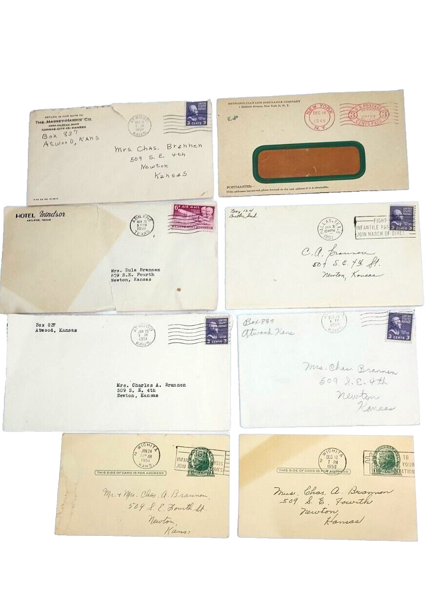 Vtg Post Cards envelopes Letters 1948-1951 Including CancelledStamps 1 Air Mail