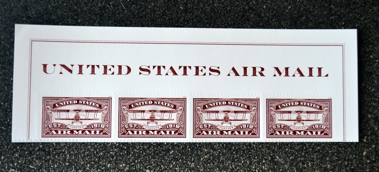 2018USA #5282 Forever United States Air Mail Red – Header strip of 4 Mint NH