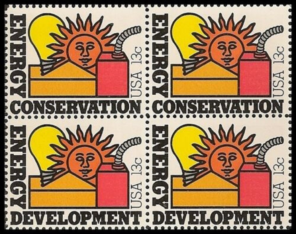 ENERGY DEVELOPMENT–Block of 4 Collectible Unused 1977 Stamps–FREE SHIPPING