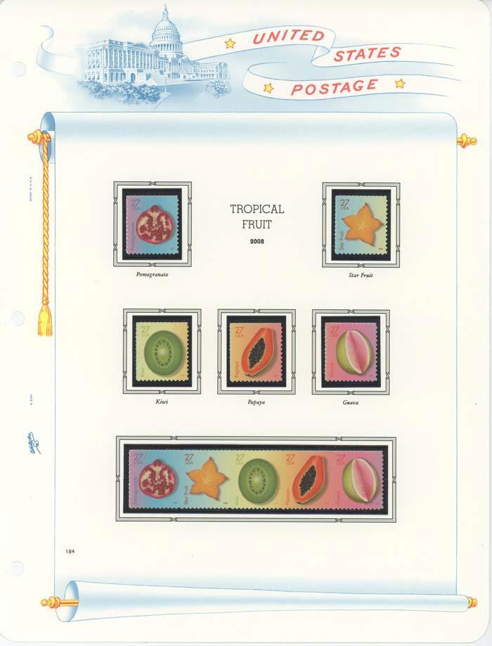 US SCOTT 4253 – 4262 STRIP OF 5 AND COIL TROPICAL FRUIT STAMPS MNH ON PAGES