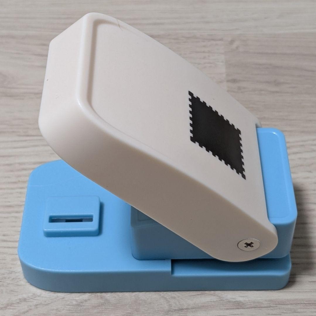 Craft punch, stamp shape, white/blue, 8.5cm