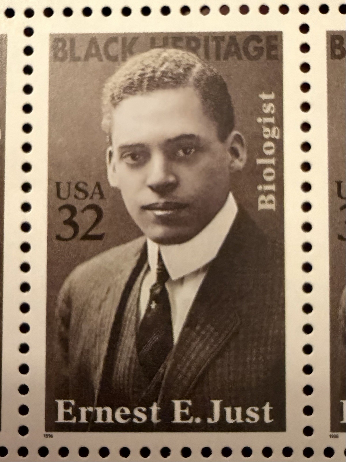 USPS Black Heritage Stamps Ernest Just – Biologist. Pane Of 20 32-cent MNH 1996.