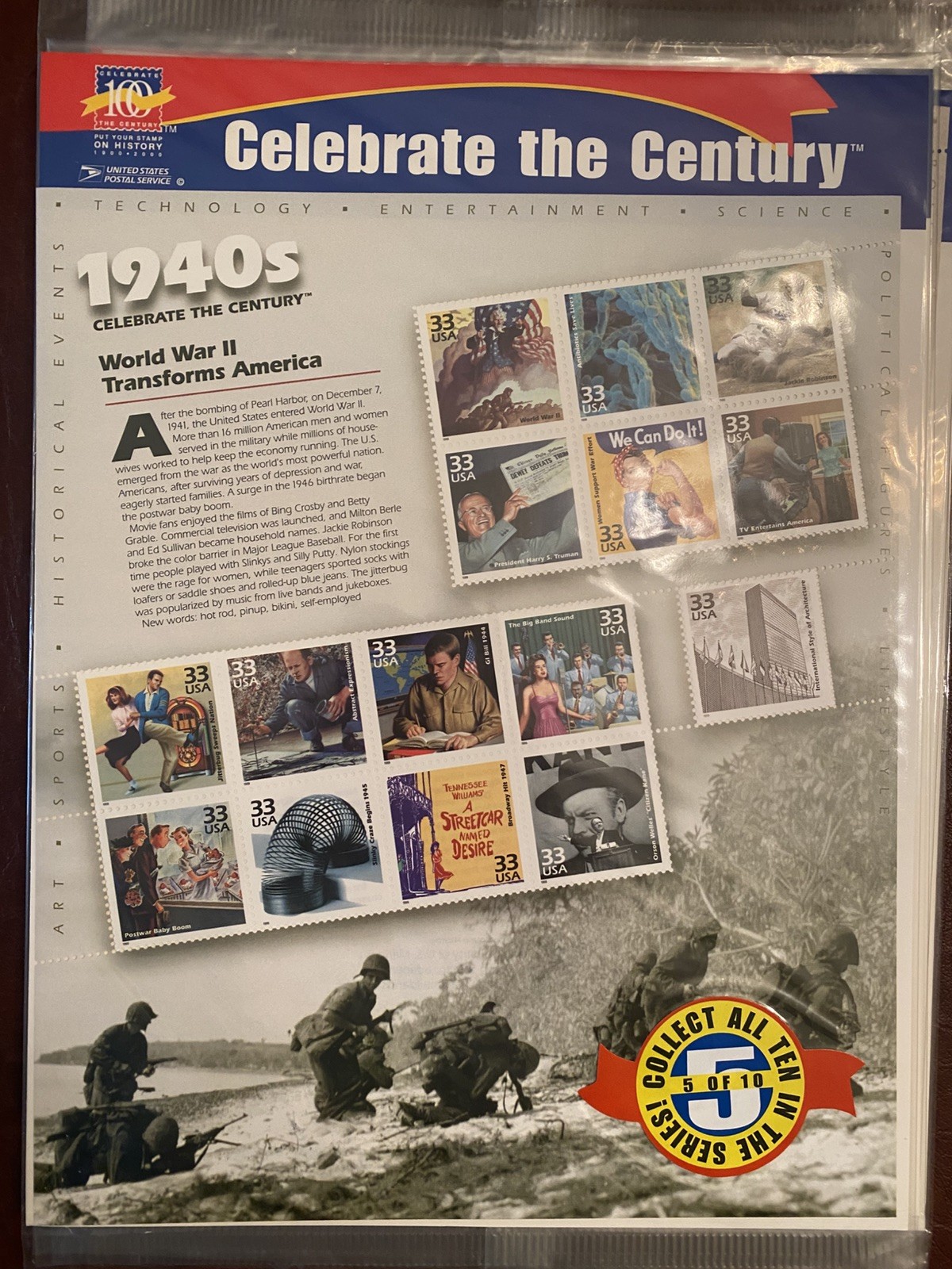 CELEBRATE THE CENTURY 1900-1990. Complete 10 Sheet Set US Stamps Factory Sealed