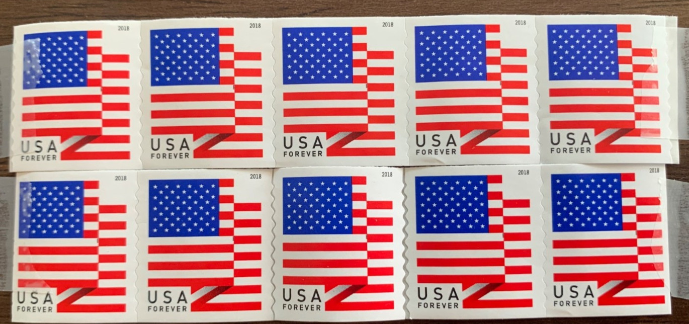 10 USA Forever Flag Stamps – Brand New, Ready to Use