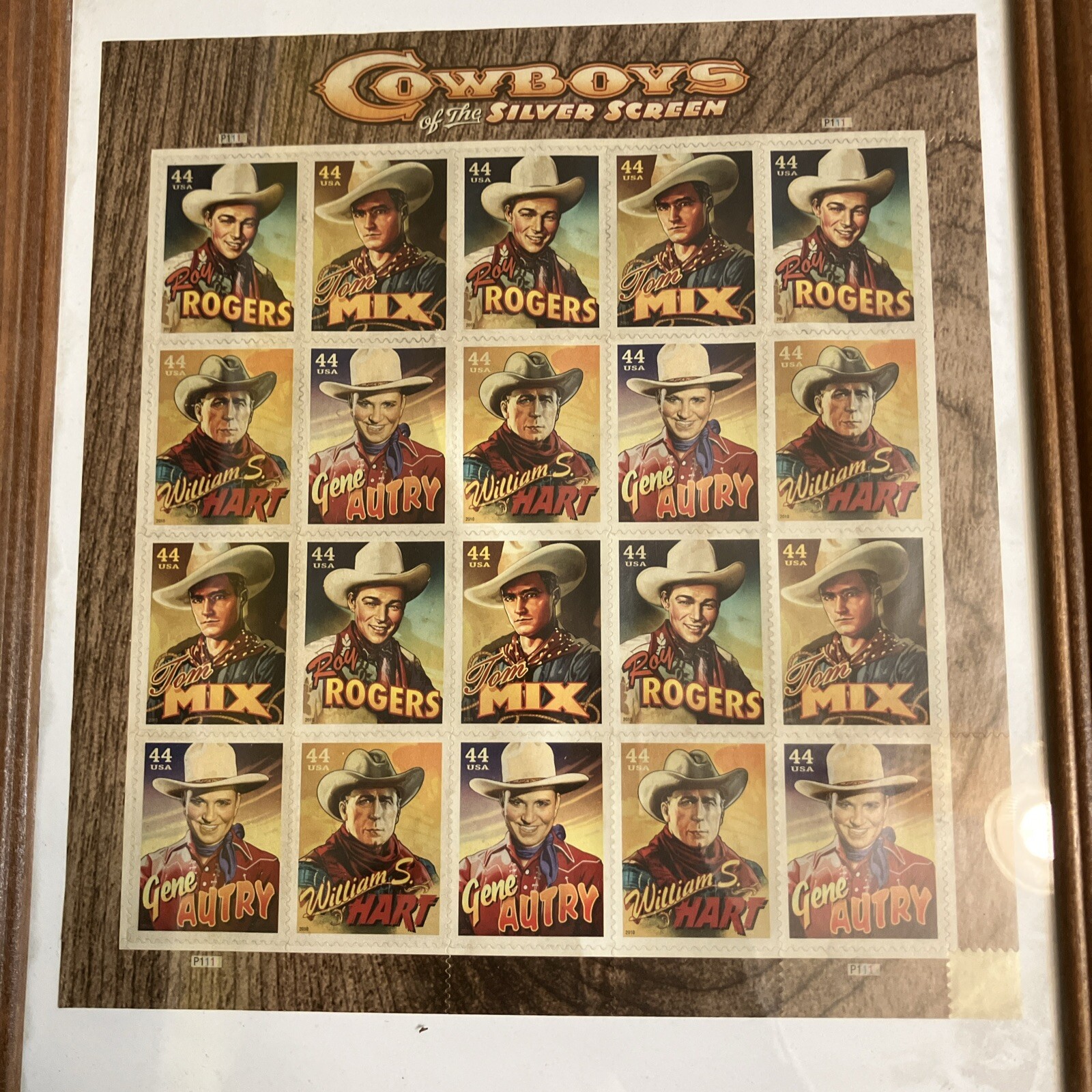 US SCOTT 4446 – 4449 PANE OF 20 COWBOYS OF THE SILVER SCREEN STAMPS 44 CENT