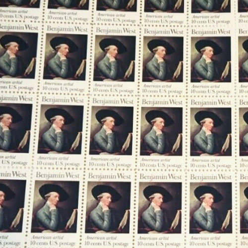 US SCOTT 1553 PANE OF 50 BENJAMIN WEST STAMPS 10 CENT MNH VF OG 1974