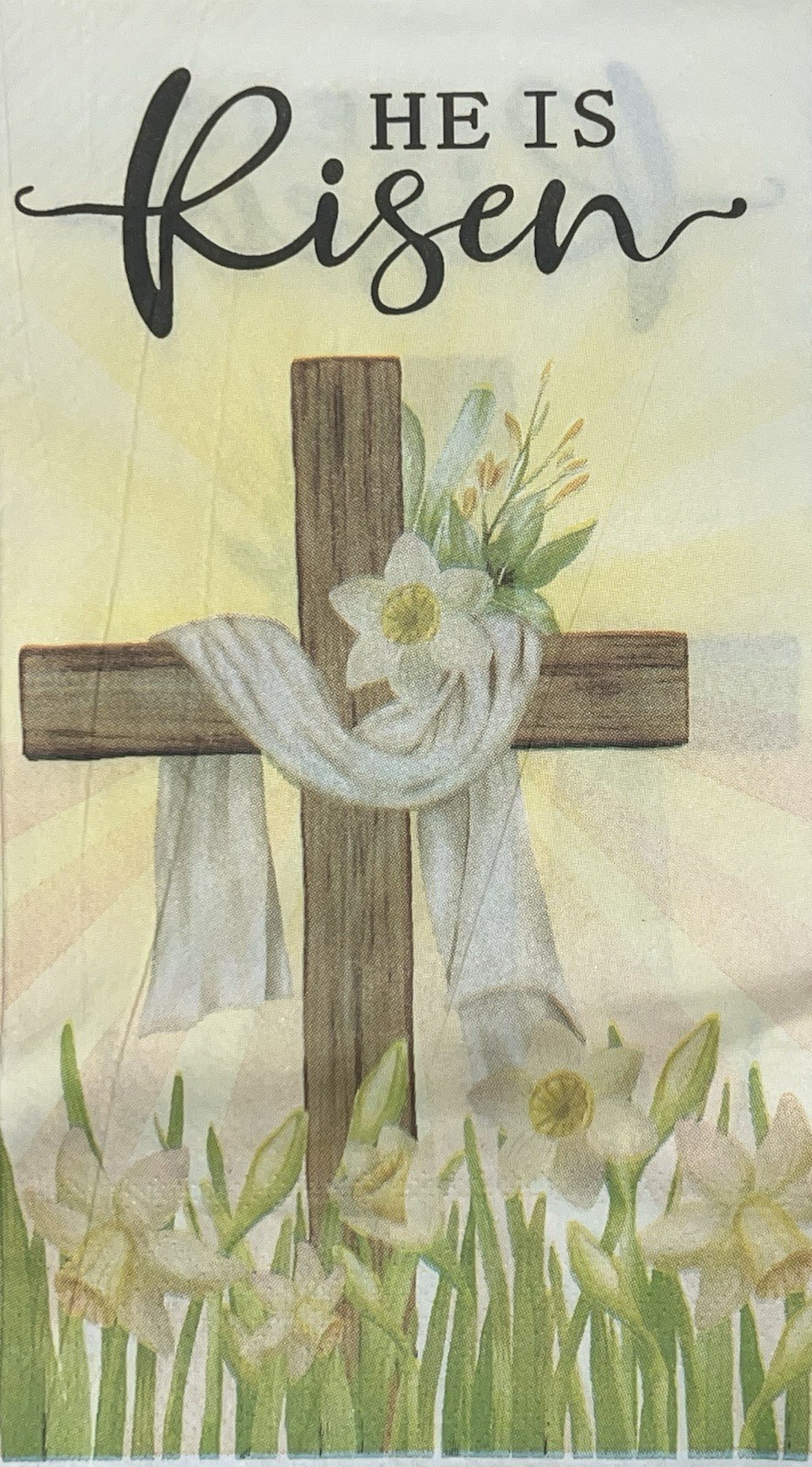 TWO Paper Dinner Decoupage Craft Napkins He Is Risen Easter/cross Yellow Lily
