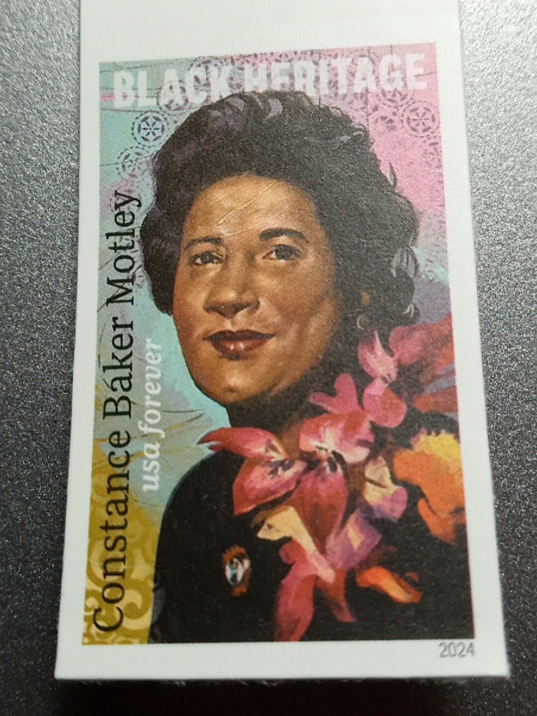 USA 2024 Sc #5830a 4ever CONSTANCE BAKER MOTLEY Imperf/NDC Gutter pair Mint