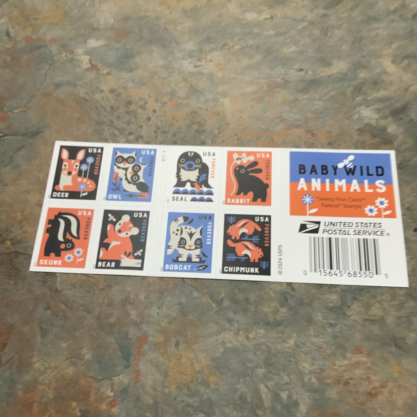 2024 USPS Baby Wild Animals Forever Stamps Sheet Of 20