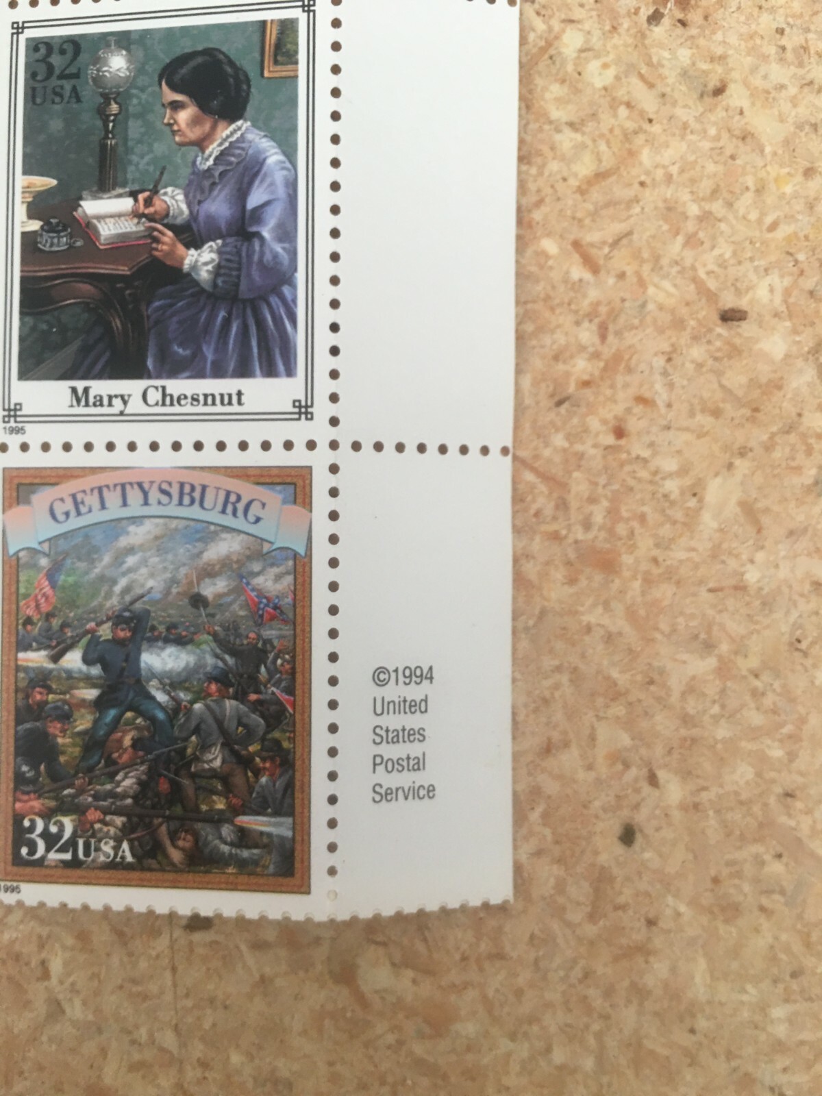 1994 USPS Civil War Full Sheet of 20 Stamps in frame