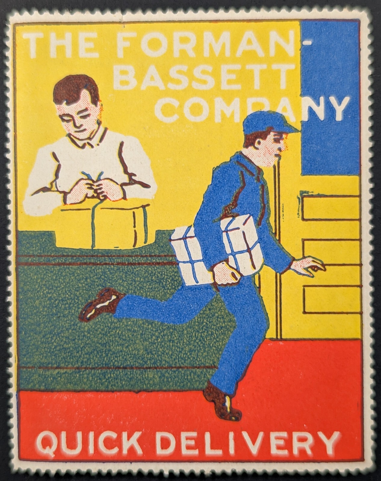 Vintage Forman Basset Company Book Binding Quick Delivery Postman Poster Stamp