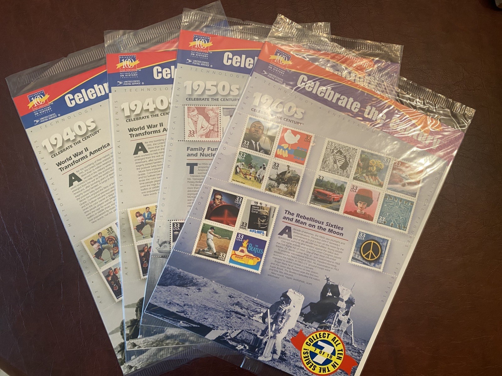 CELEBRATE THE CENTURY 1940s (2) 1950s (1) 1960s (1) US Stamps Factory Sealed