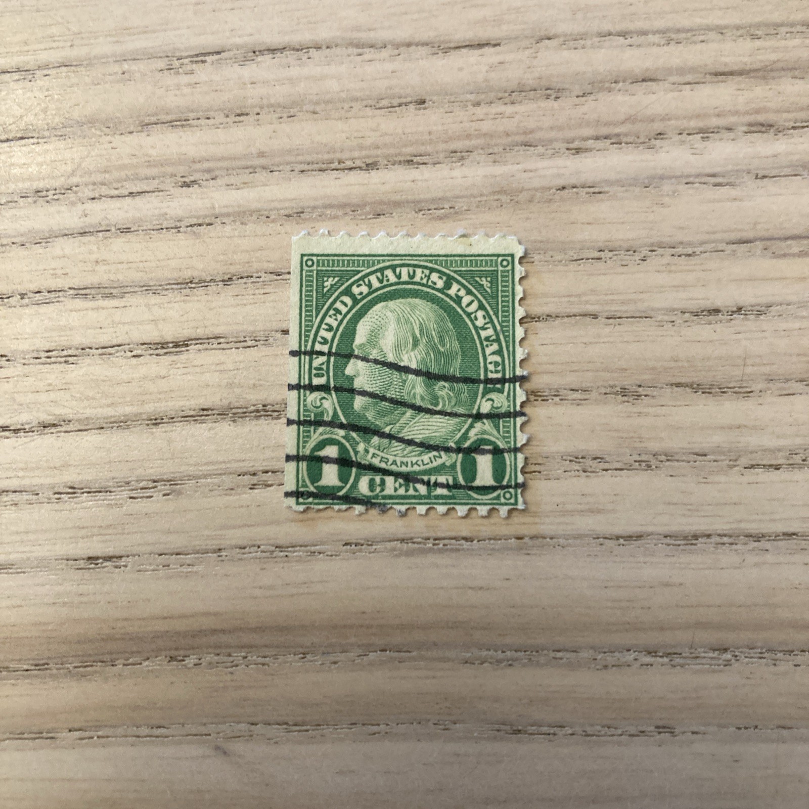 Authentic Very Rare 1 Cent Benjamin Franklin Stamp Great Condition