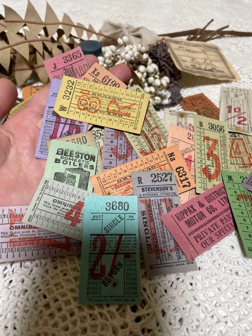 Vintage bus block ticket collection overseas 32 sheets paper junk AA