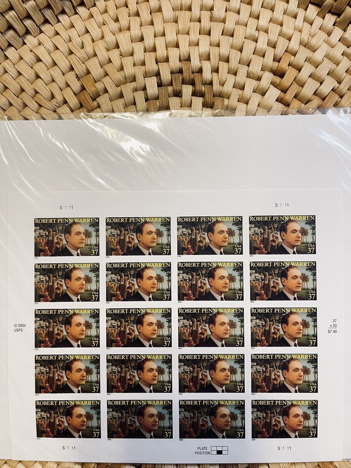 SCOTT #3904 ROBERT PENN WARREN SHEET OF 20-37 CENT STAMPS 2005 MNH FAST SHIPPING