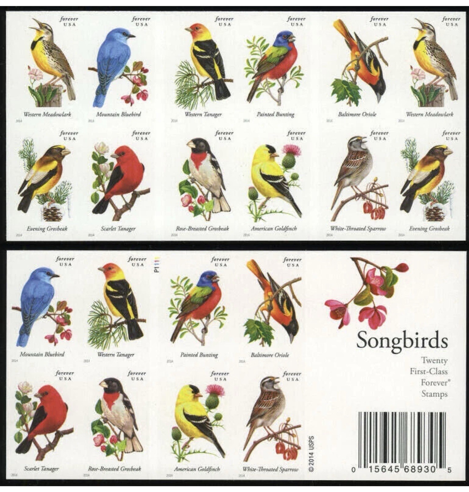 SONGBIRDS Booklet of 20 Forever Stamps MNH #4891b