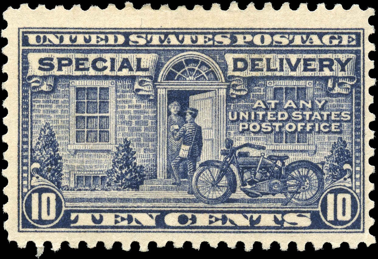 USA Mint H F+ 10c Scott #E12a 1922 Motorcycle Delivery Special Delivery Stamp