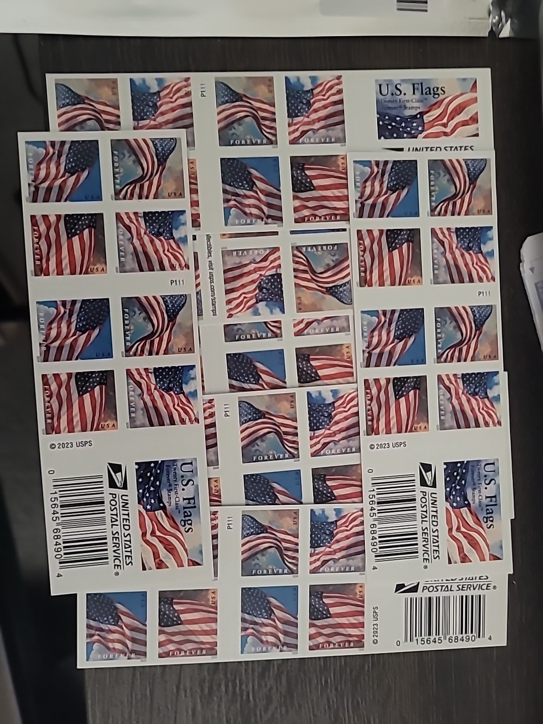 US FOREVER STAMP USA FLAG 2023 2 SHEETS OF 20 (40 STAMPS)