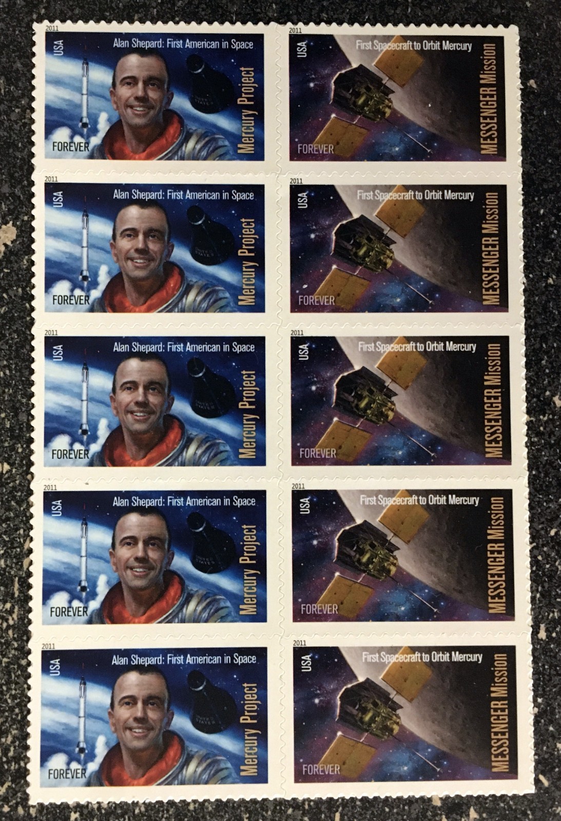 2011USA #4527-4528 Forever Mercury Project & MESSENGER – Block of 10 Sheet Mint
