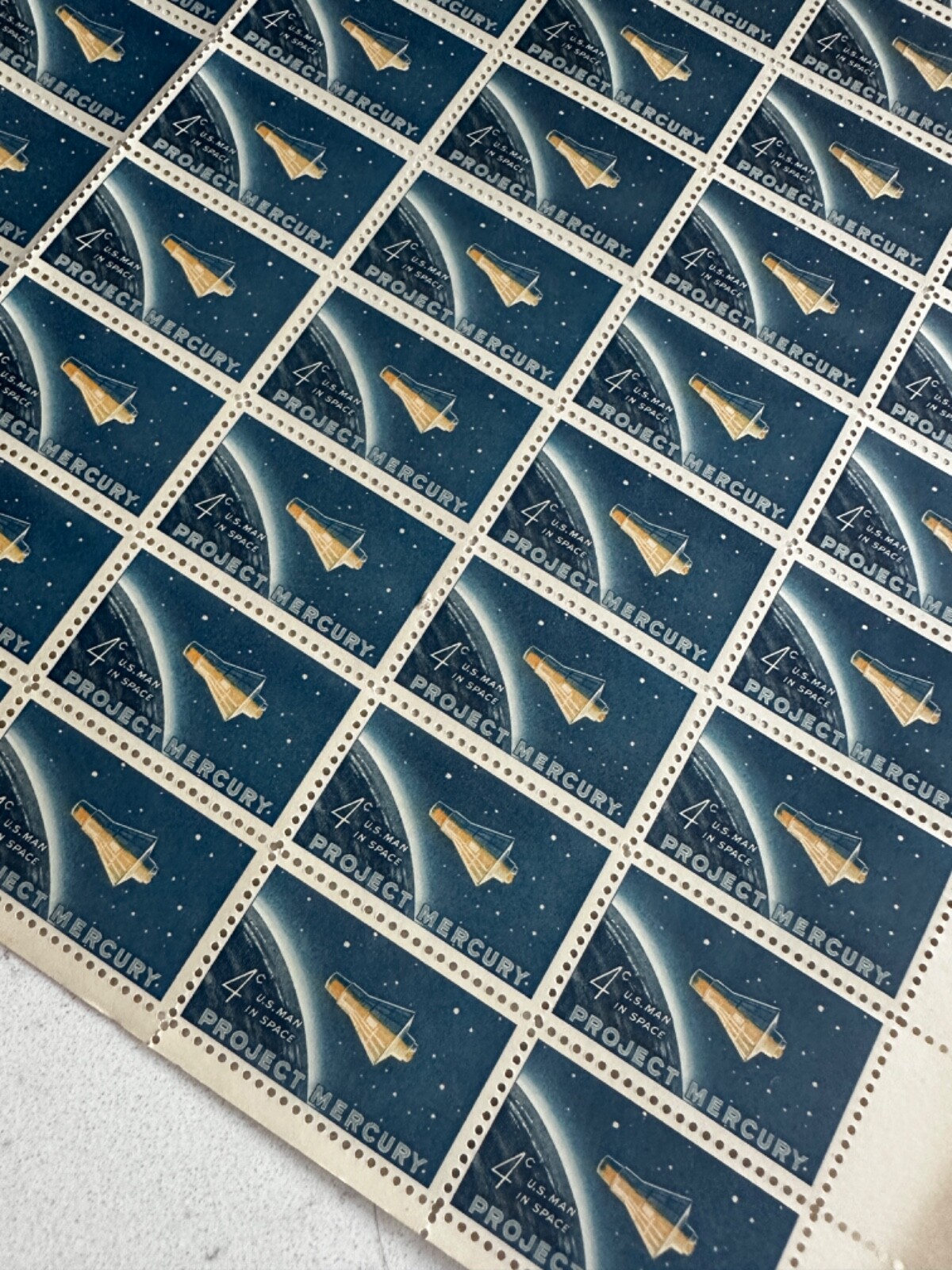 1961 Project Mercury U.S. Space Stamps 5 Mint Sheets of 50 4 Cent Stamps RARE