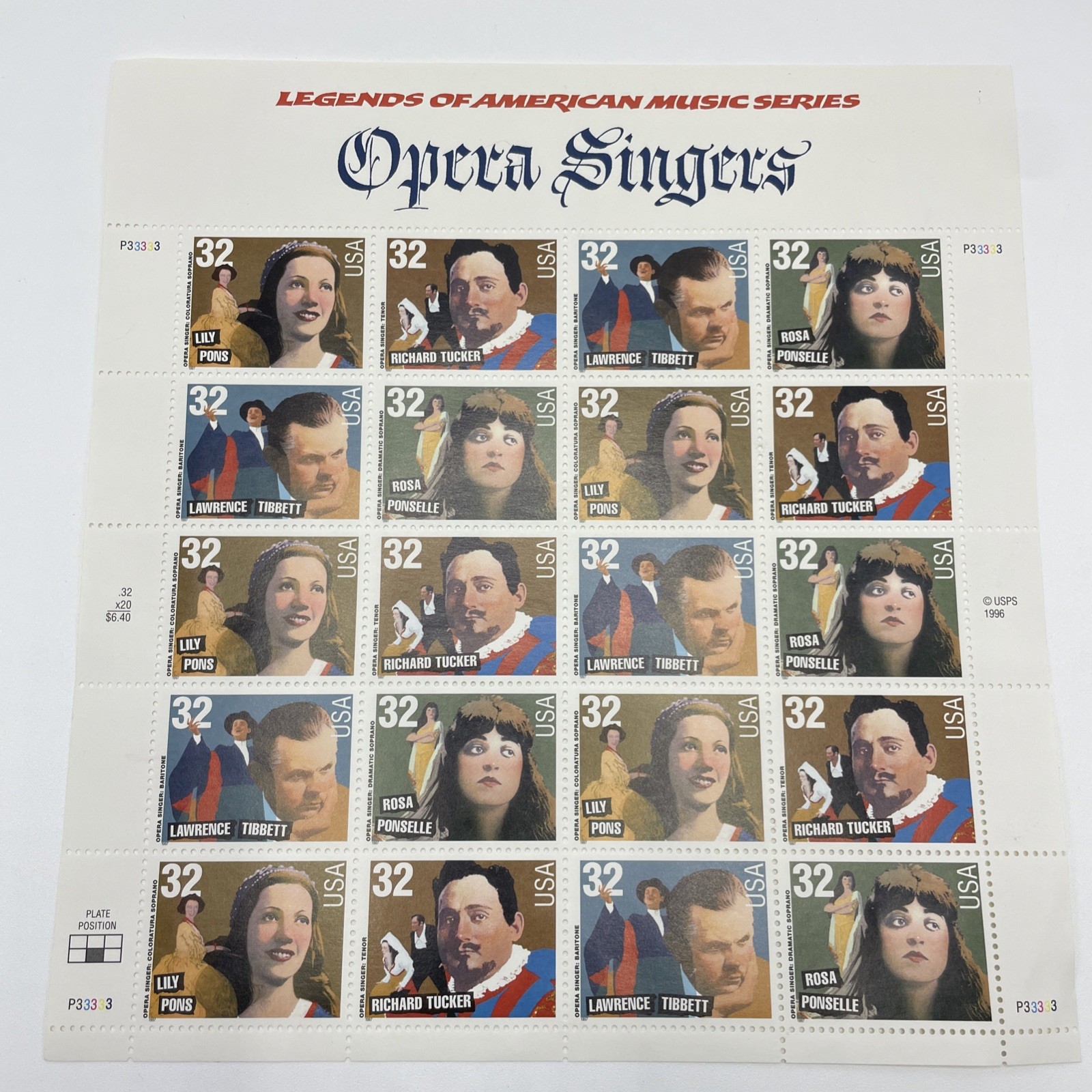 Lot of 2 USPS stamps Legends of American Music Series Opera and Composers MNH