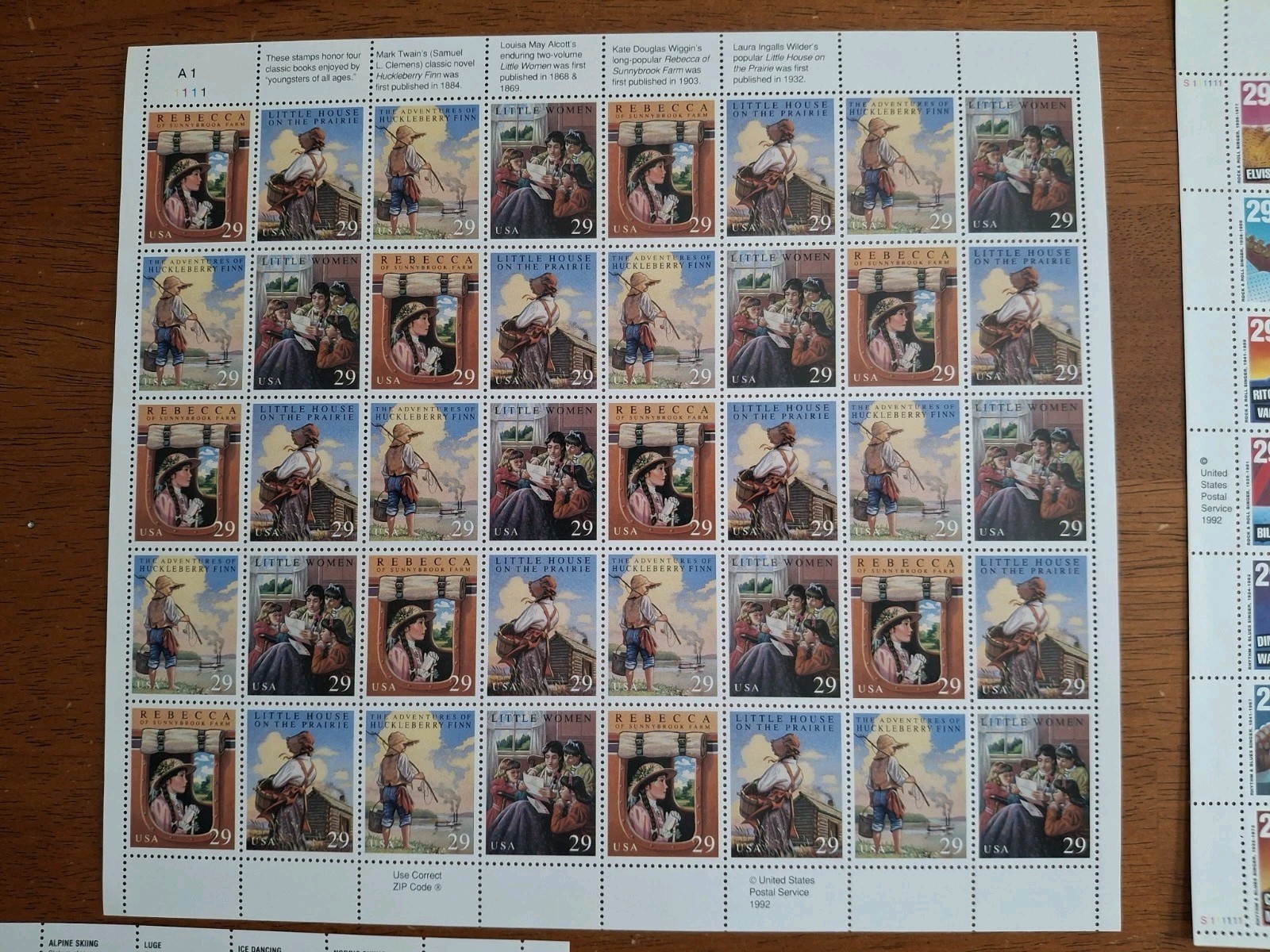 Five (5) Sheets 170 Stamps of Assorted Mixed Designs of 29¢ US Postage Stamp 4