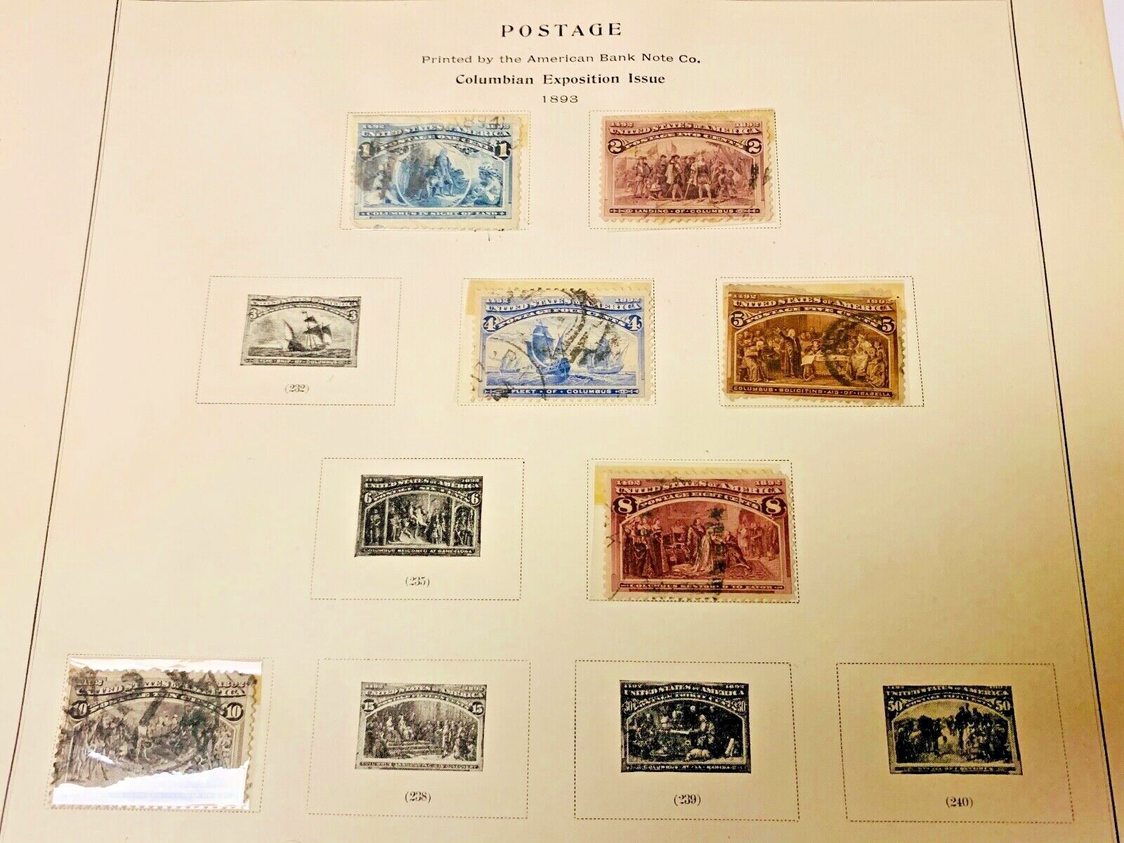 U.S. POSTAGE STAMPS Scott 230-231-233-234-236-237