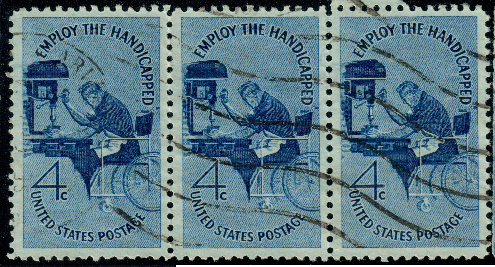 USA – 1960 – Employ the Handicapped – 4¢ x3 – #3115