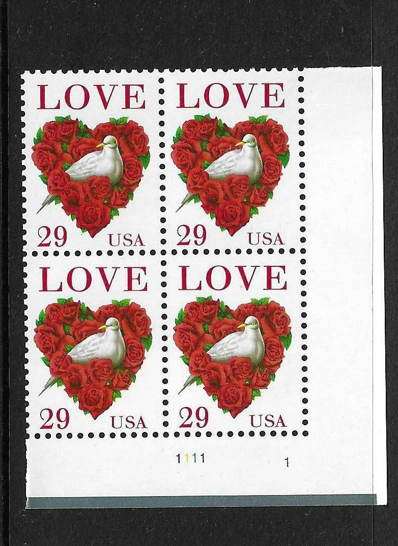 USA SC # 2814c LOVE / Block 4 , Plate . MNH
