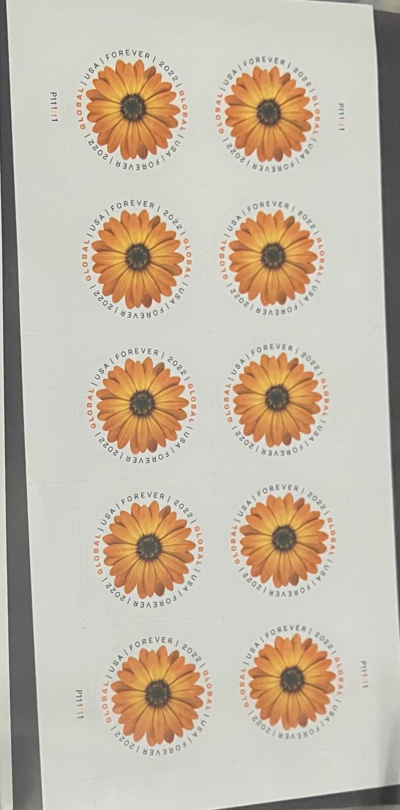 2022 GLOBAL AFRICAN DAISY 10 count USA Forever stamps-NEVER USED