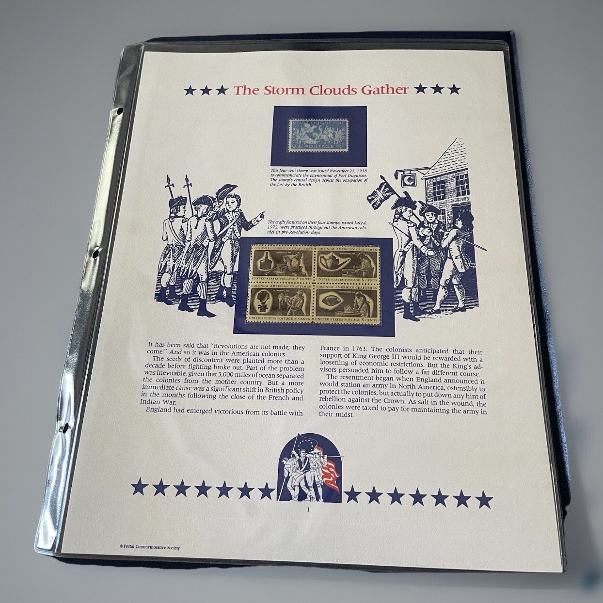 USA Stamp Series Panel THE STORM CLOUDS GATHER Postal Commemorative Society Pg 1