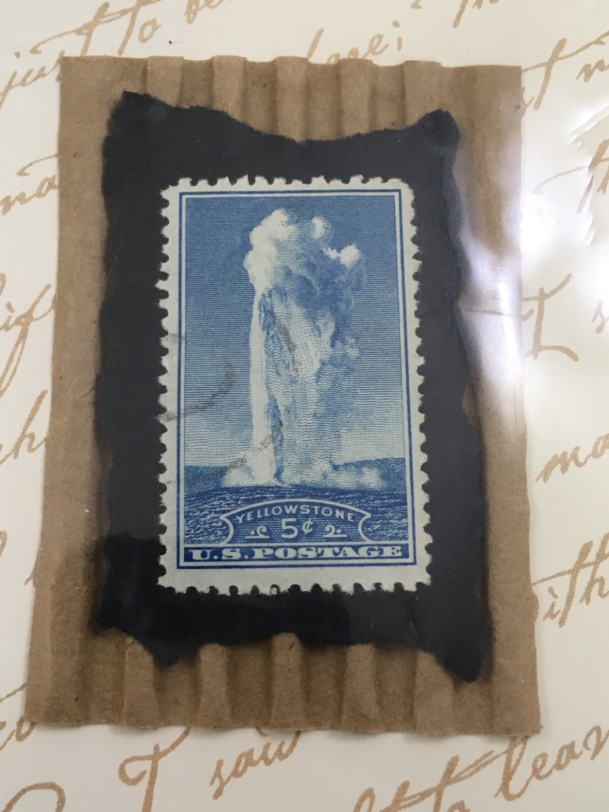 1934 Yellowstone 5 Cent Stamp with Handmade Card and Envelope