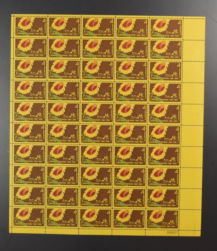 US SCOTT 1183 SHEET OF 50 KANSAS STATEHOOD STAMPS 4 CENT FACE MNH