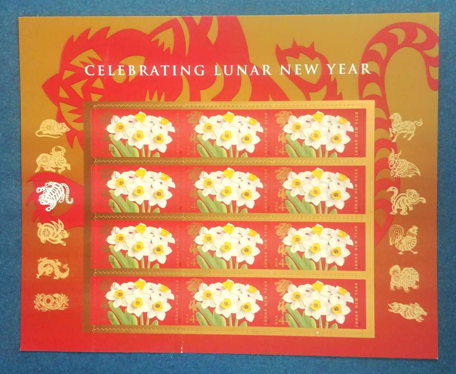 44 cent stamps Celebrating Lunar New Year sheet pane of 12 Year of the Tiger