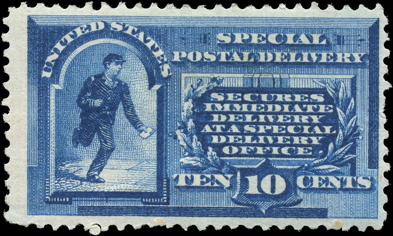 USA Mint H ReGum F+ 10c Scott #E1 1885 Messenger Running Special Delivery Stamp