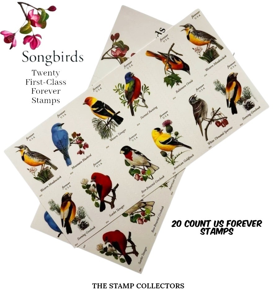 Songbirds US Forever Postage Stamps, Songbirds USPS Forever Postal Stamps