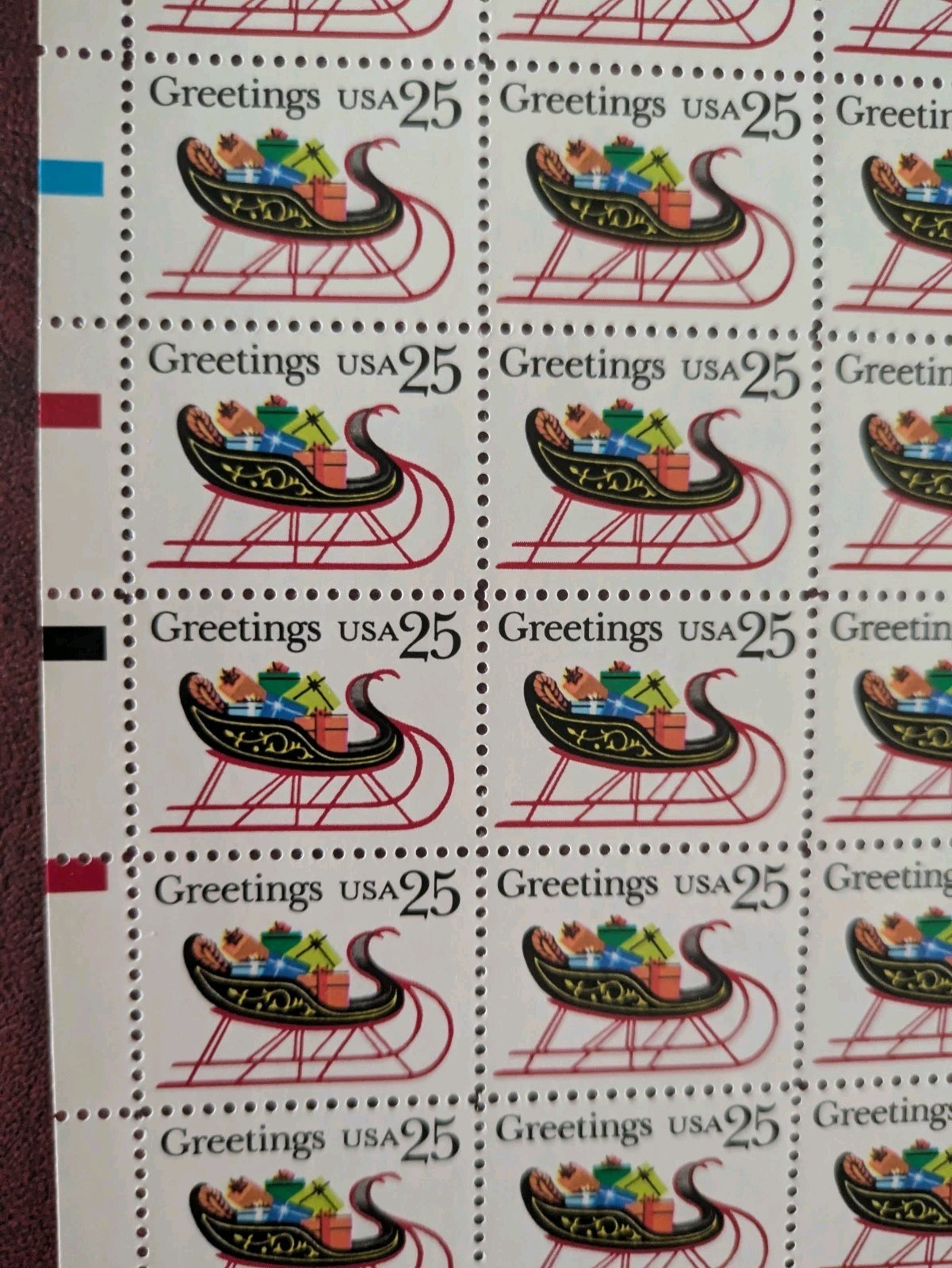 1989 25 Cent US Postage Stamps 150 Total 3 Full Mint Sheets Jesus and Sleigh art