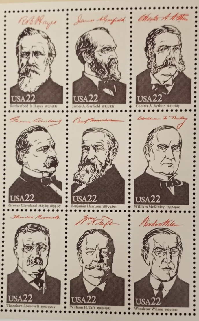 USA S/S + Cover — 1986 Complete Set Presidents of the US Ameripex ’86 #2216-2219