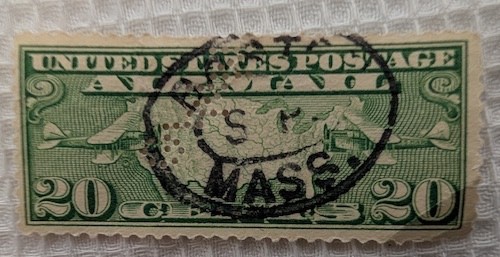 ‘USA 4″ SET OF 5 Vintage 1st AIR MAIL Postage stamps Odd shape FINE 5,6,8,20 ct